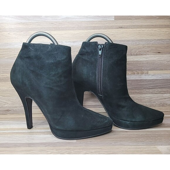 Steve Madden Survey Ankle Boots Black Suede‎ Platform Point Toe Womens Size 7 - Picture 2 of 14